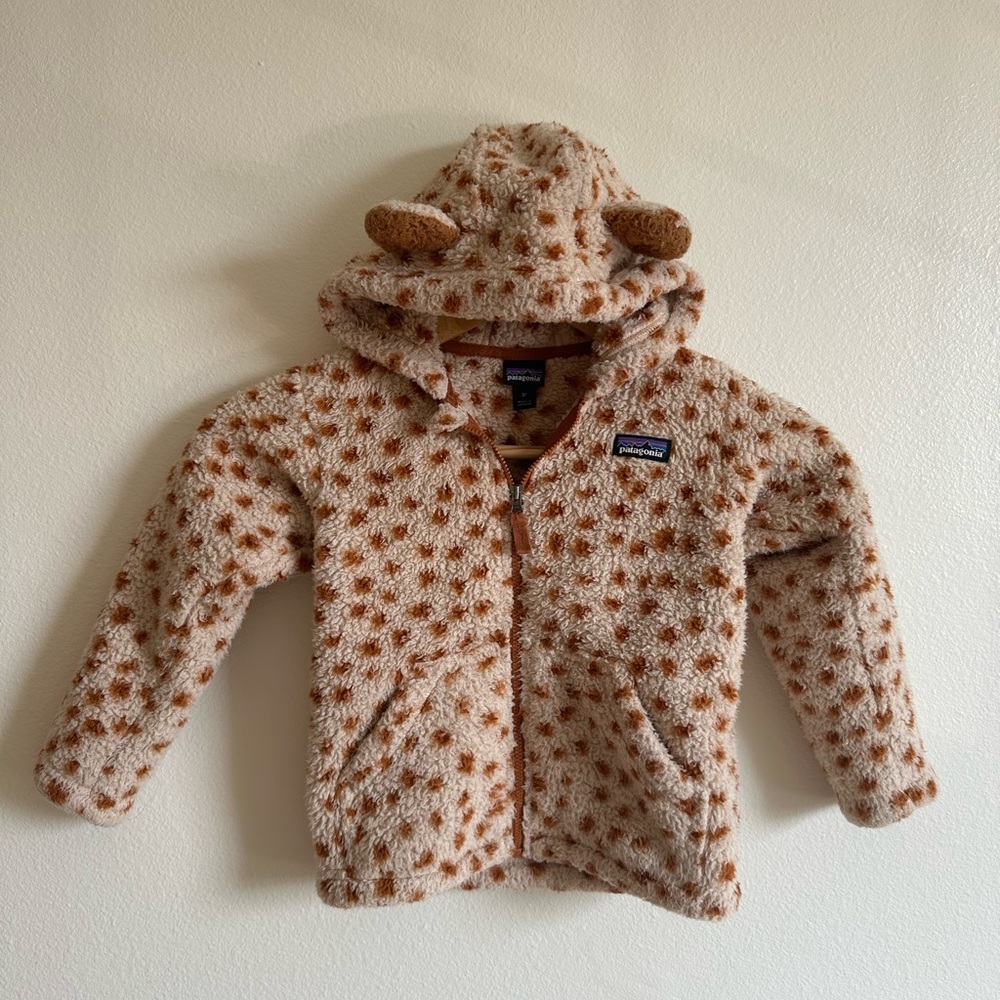 Patagonia Brown and Cream Fleece Jacket with Ears